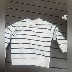 Zara Kids Black White Striped Long Sleeve Top Size 6-7 Breton Shirt